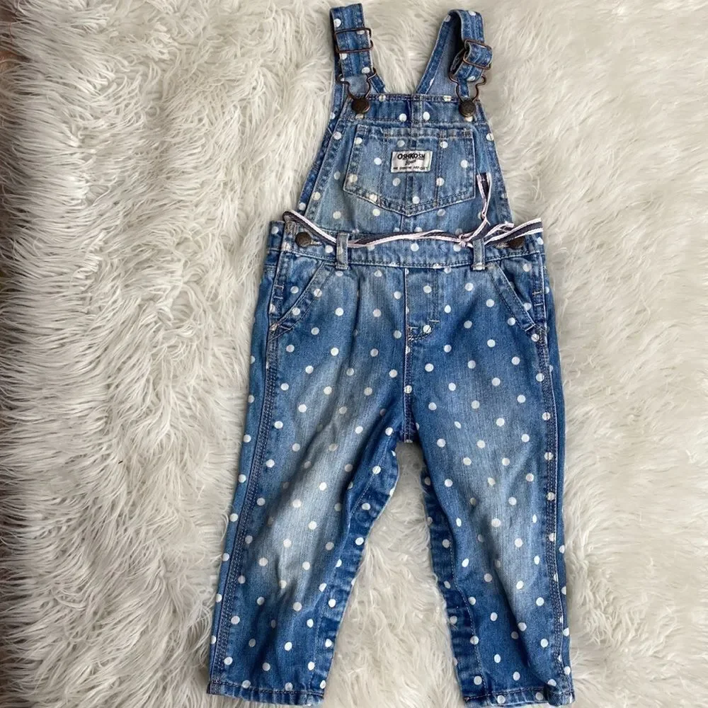 Oshkosh B’gosh Toddler Girl Poka Dot Overall Size 18 Months